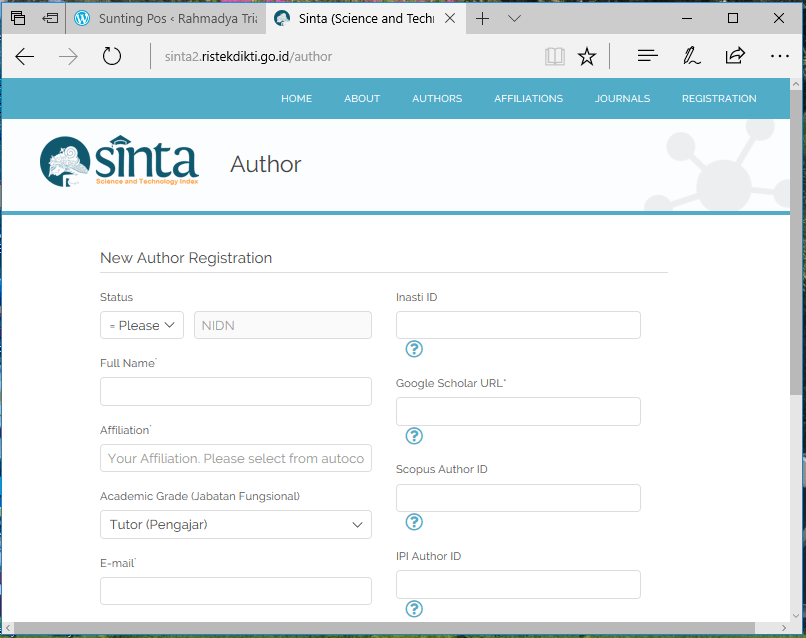 sinta registration
